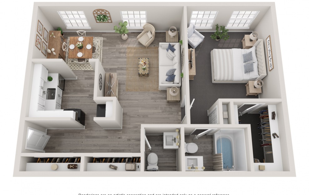 Arrowhead Renovated - 1 bedroom floorplan layout with 1 bath and 1040 square feet.
